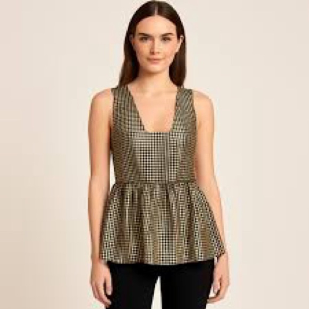 Tuckernuck Metallic Lucia Peplum Sleeveless Top